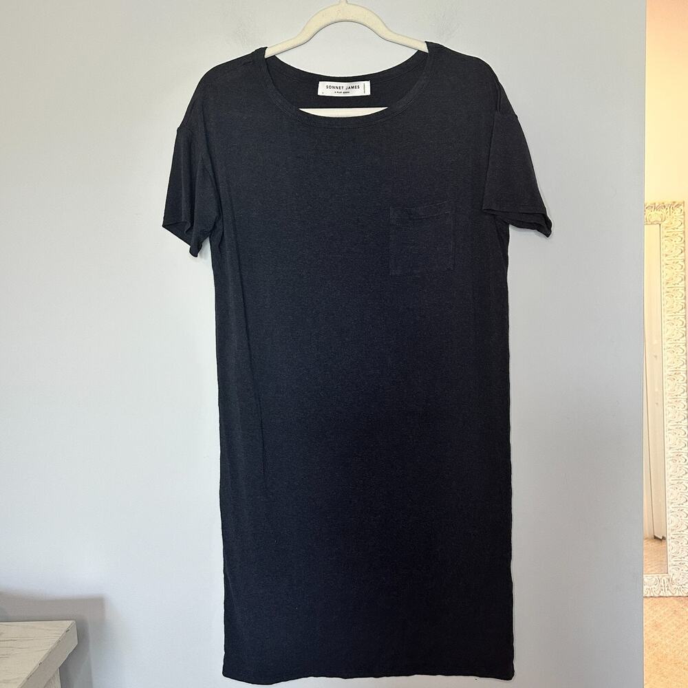 Sonnet James A Play Dress Knit Short Sleeve Pocket Size Small Gray Stretch Basic